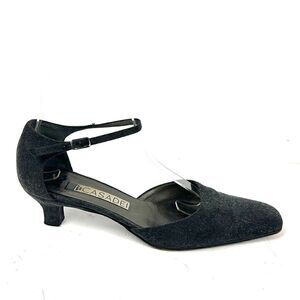 CASADEI Italy Gray Mary Jane Kitten Heels Shoes US 6,5